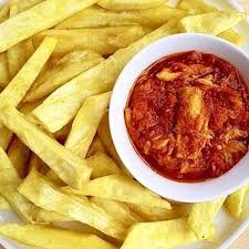 Fried yam & sauce