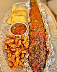 Grilled Catfish, plantain & yam sticks