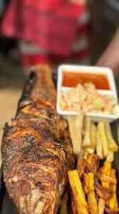 Grilled Croaker, plantain & yam sticks