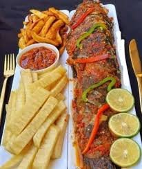 Grilled Tilapia, plantain & yam sticks